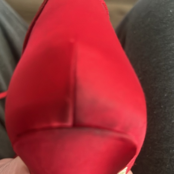 Aldo Red Satin One Strap Open Toe Wrap Heels - Picture 10 of 11